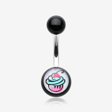 Cupcake Delight Acrylic Belly Button Ring-Pink/Fuchsia